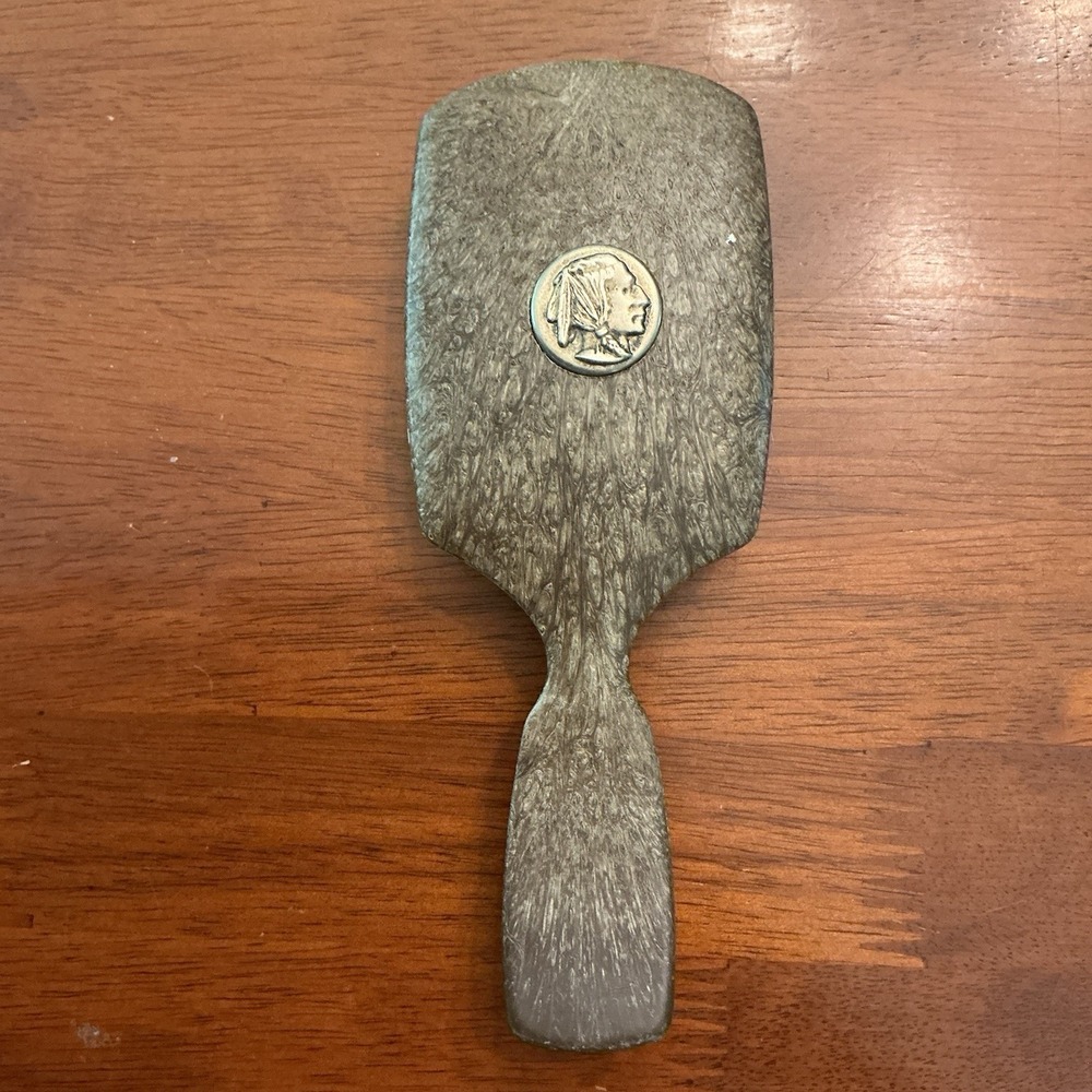 Vintage 7 inch Wood Handle Hair Brush With Nickel Head